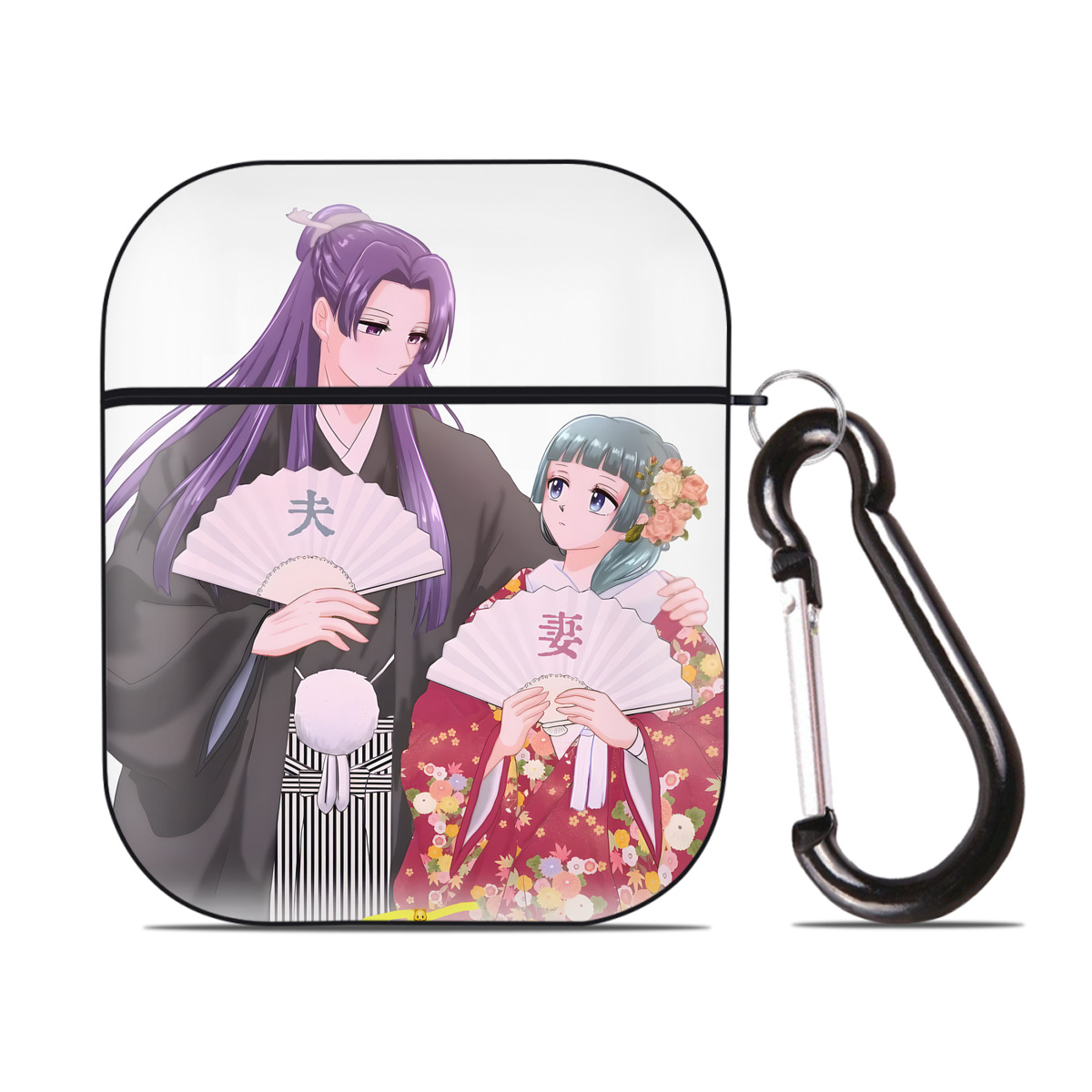 （画像用） 薬屋のひとりごと The Apothecary Diaries AirPods 第2世代保護ケース ハードシェル ブラック 耐衝撃・防指紋・カラビナ付き