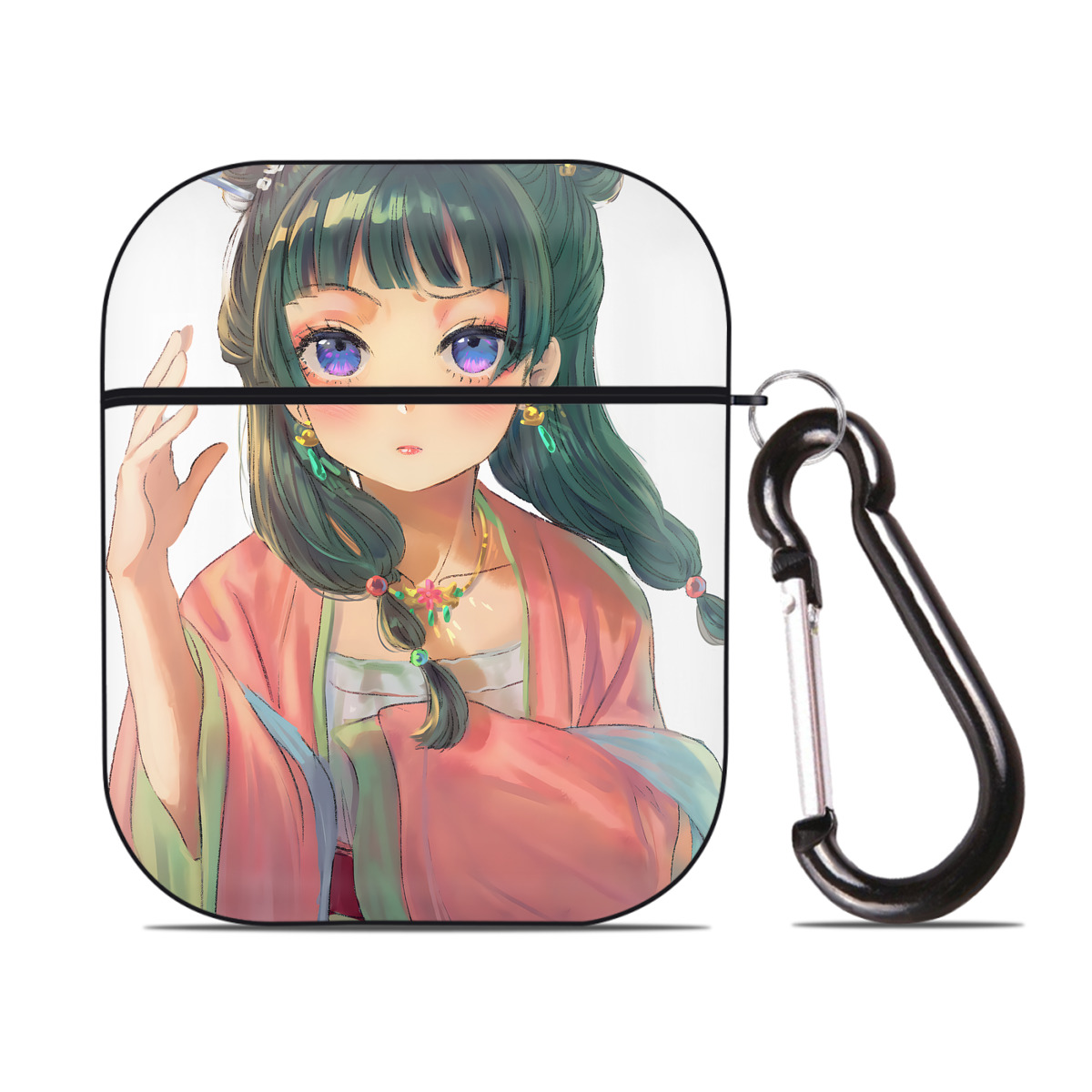 （画像用） 薬屋のひとりごと The Apothecary Diaries AirPods 第2世代保護ケース ハードシェル ブラック 耐衝撃・防指紋・カラビナ付き