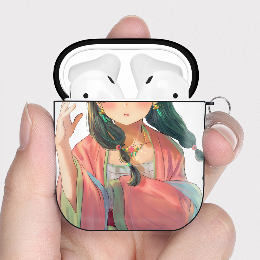 （画像用） 薬屋のひとりごと The Apothecary Diaries AirPods 第2世代保護ケース ハードシェル ブラック 耐衝撃・防指紋・カラビナ付き