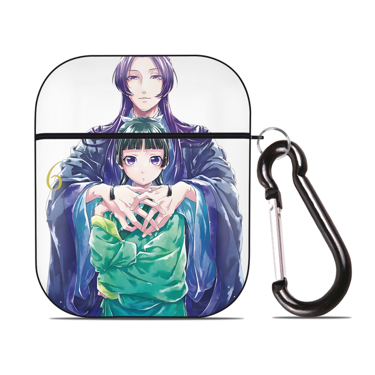 （画像用） 薬屋のひとりごと The Apothecary Diaries AirPods 第2世代保護ケース ハードシェル ブラック 耐衝撃・防指紋・カラビナ付き