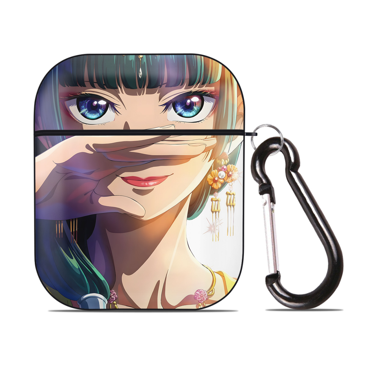 （画像用） 薬屋のひとりごと The Apothecary Diaries AirPods 第2世代保護ケース ハードシェル ブラック 耐衝撃・防指紋・カラビナ付き