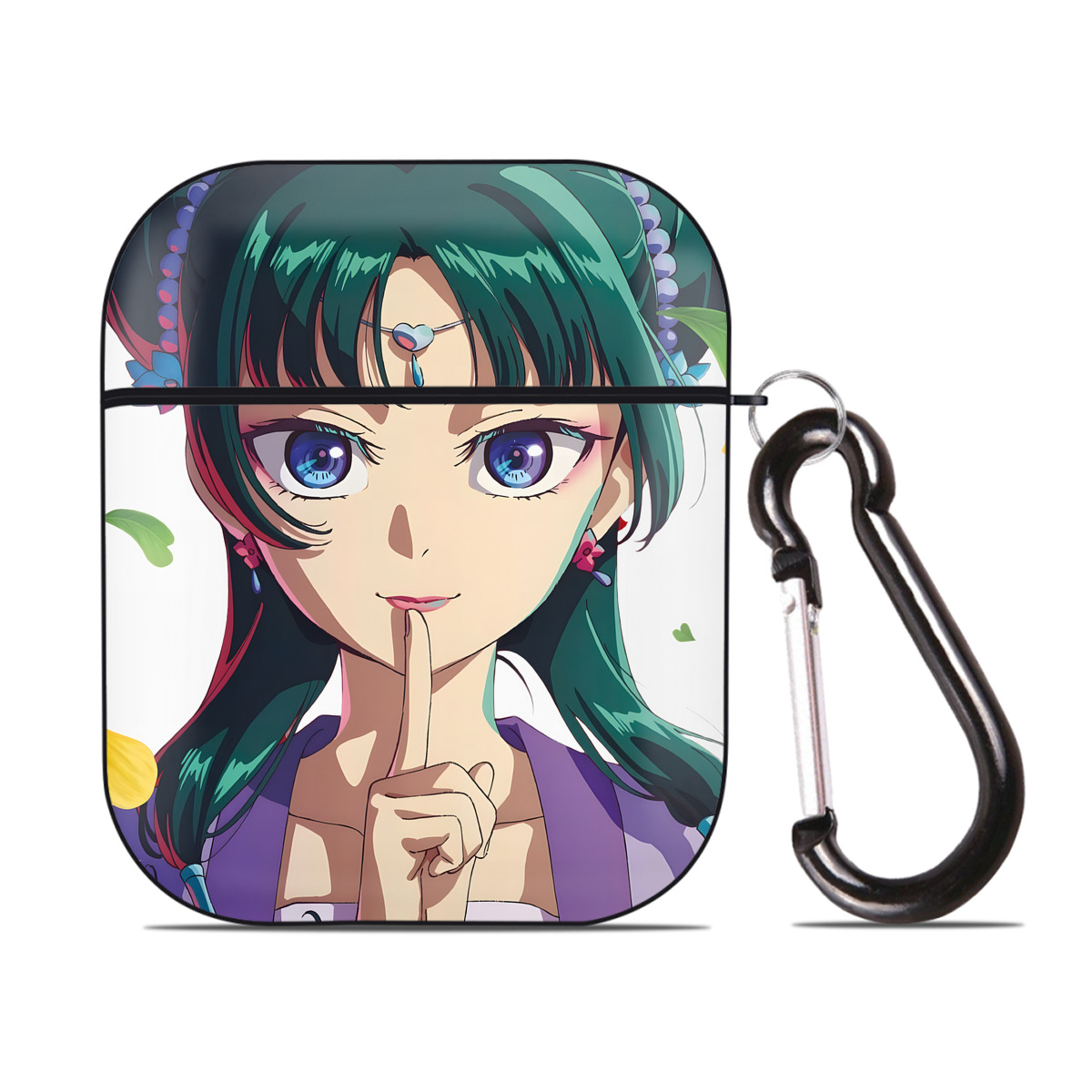 （画像用） 薬屋のひとりごと The Apothecary Diaries AirPods 第2世代保護ケース ハードシェル ブラック 耐衝撃・防指紋・カラビナ付き