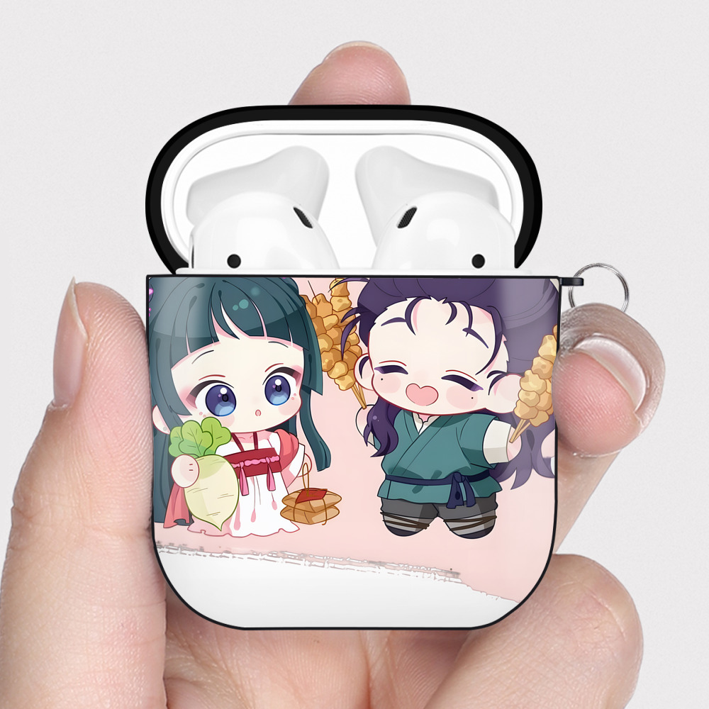 （画像用） 薬屋のひとりごと The Apothecary Diaries AirPods 第2世代保護ケース ハードシェル ブラック 耐衝撃・防指紋・カラビナ付き