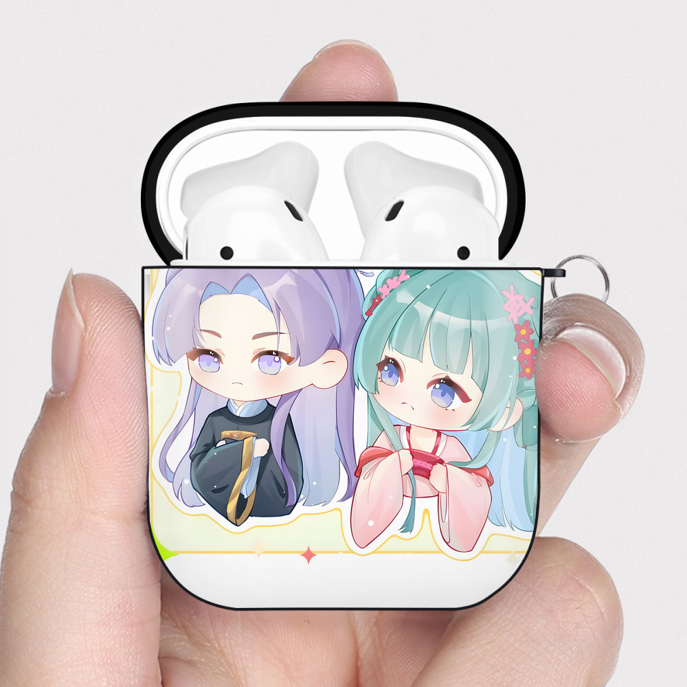 （画像用） 薬屋のひとりごと The Apothecary Diaries AirPods 第2世代保護ケース ハードシェル ブラック 耐衝撃・防指紋・カラビナ付き