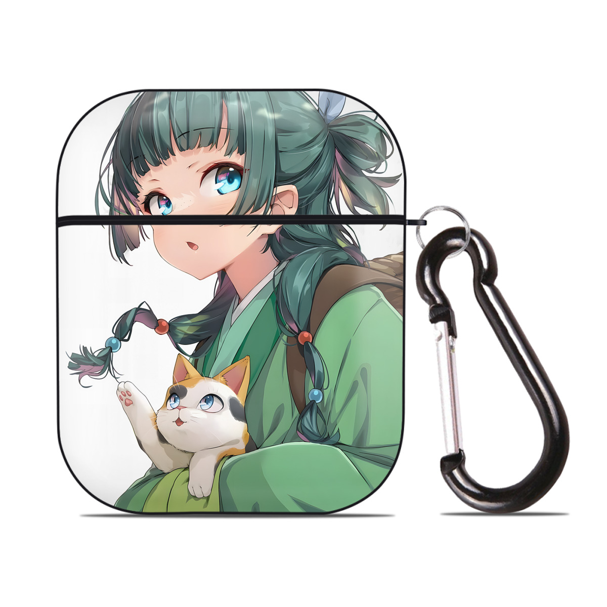 （画像用） 薬屋のひとりごと The Apothecary Diaries AirPods 第2世代保護ケース ハードシェル ブラック 耐衝撃・防指紋・カラビナ付き