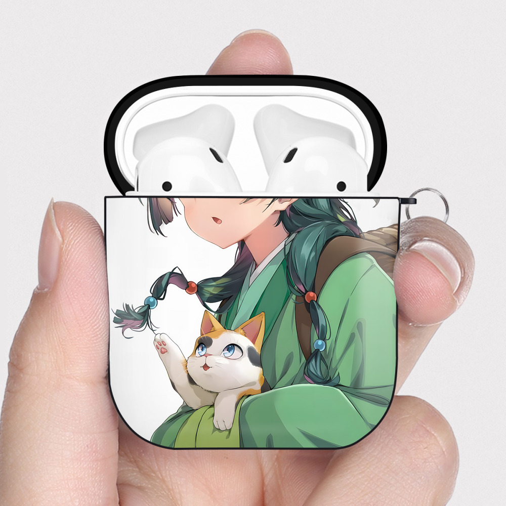 （画像用） 薬屋のひとりごと The Apothecary Diaries AirPods 第2世代保護ケース ハードシェル ブラック 耐衝撃・防指紋・カラビナ付き