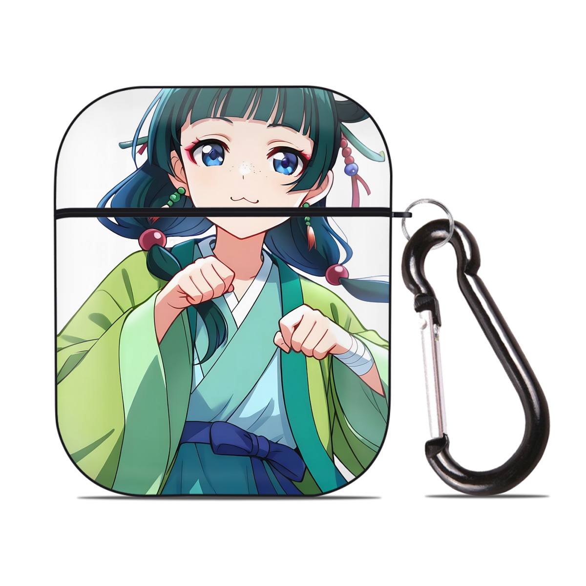 （画像用） 薬屋のひとりごと The Apothecary Diaries AirPods 第2世代保護ケース ハードシェル ブラック 耐衝撃・防指紋・カラビナ付き