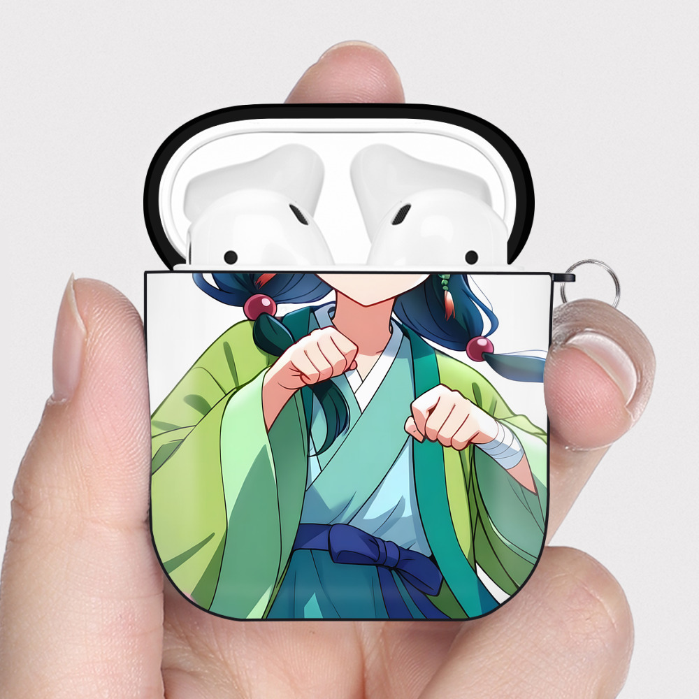 （画像用） 薬屋のひとりごと The Apothecary Diaries AirPods 第2世代保護ケース ハードシェル ブラック 耐衝撃・防指紋・カラビナ付き