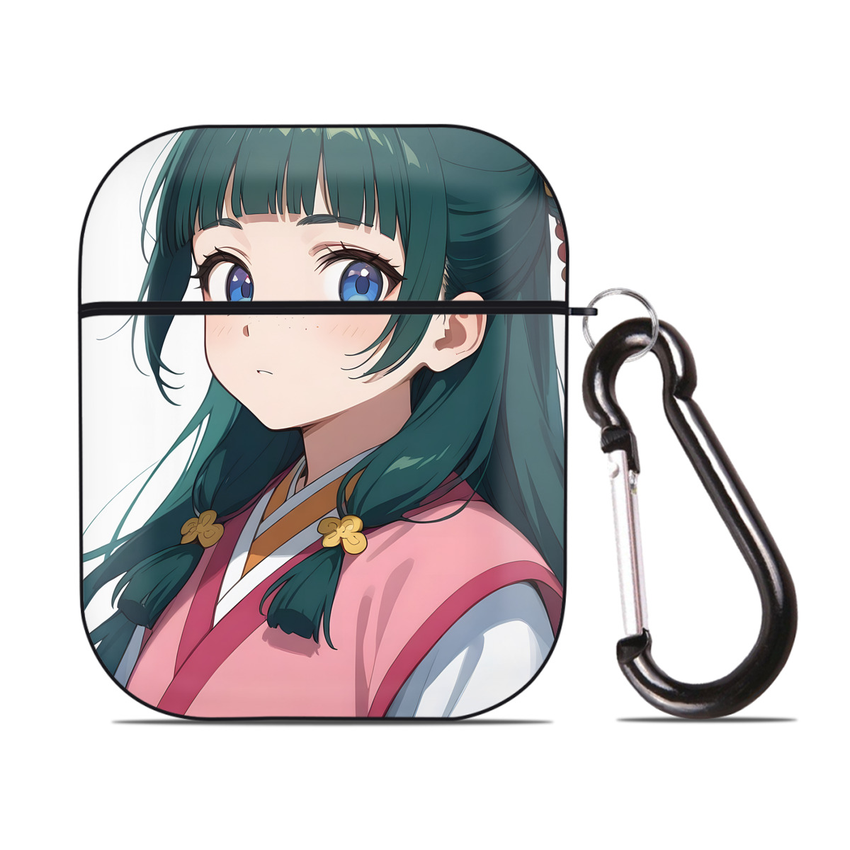（画像用） 薬屋のひとりごと The Apothecary Diaries AirPods 第2世代保護ケース ハードシェル ブラック 耐衝撃・防指紋・カラビナ付き