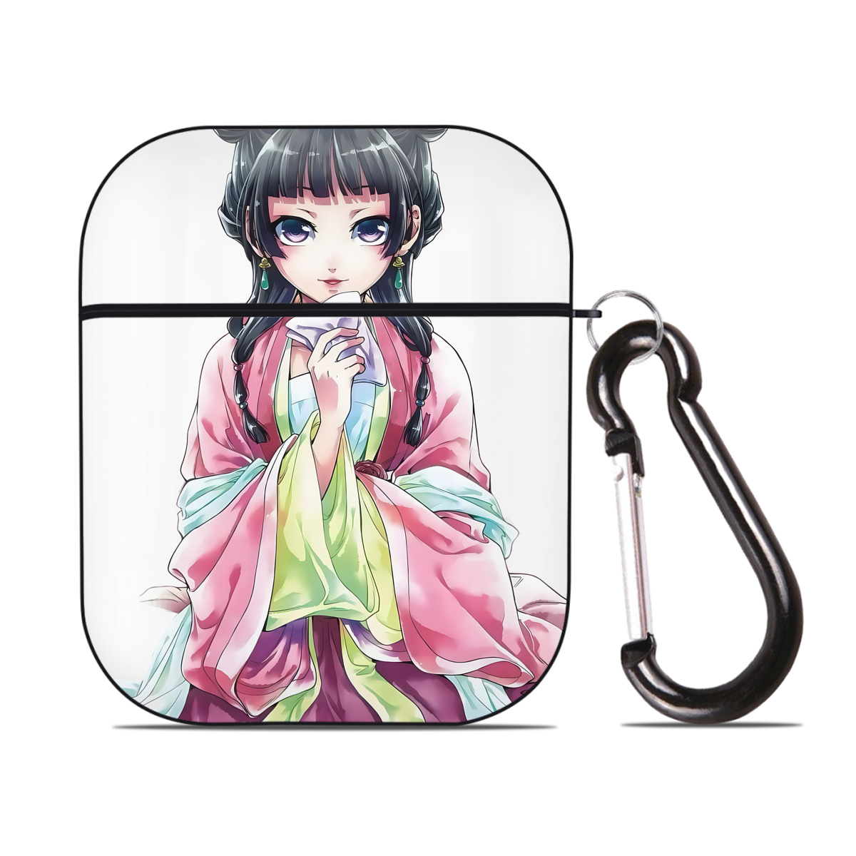（画像用） 薬屋のひとりごと The Apothecary Diaries AirPods 第2世代保護ケース ハードシェル ブラック 耐衝撃・防指紋・カラビナ付き