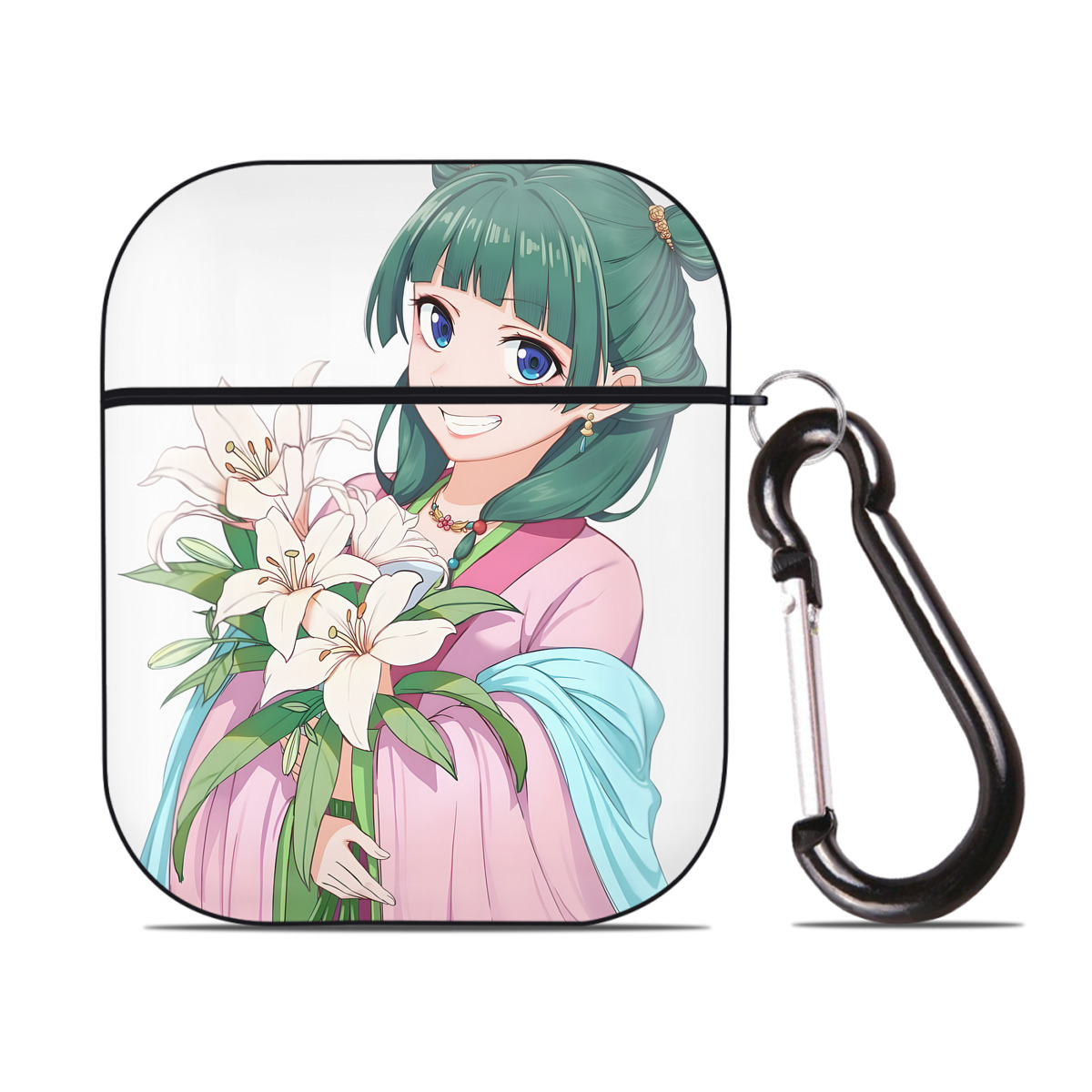 （画像用） 薬屋のひとりごと The Apothecary Diaries AirPods 第2世代保護ケース ハードシェル ブラック 耐衝撃・防指紋・カラビナ付き