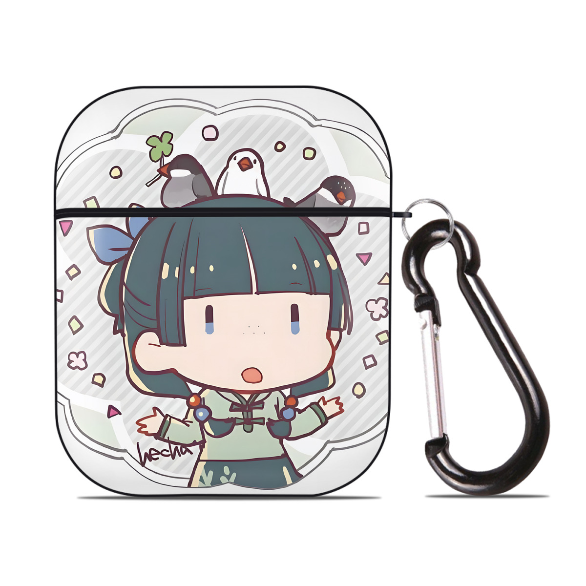 （画像用） 薬屋のひとりごと The Apothecary Diaries AirPods 第2世代保護ケース ハードシェル ブラック 耐衝撃・防指紋・カラビナ付き