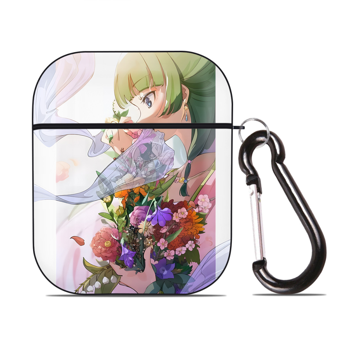 （画像用） 薬屋のひとりごと The Apothecary Diaries AirPods 第2世代保護ケース ハードシェル ブラック 耐衝撃・防指紋・カラビナ付き
