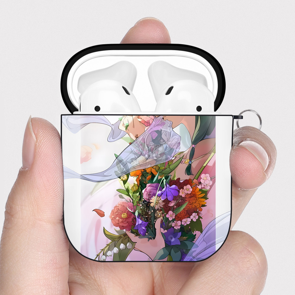 （画像用） 薬屋のひとりごと The Apothecary Diaries AirPods 第2世代保護ケース ハードシェル ブラック 耐衝撃・防指紋・カラビナ付き