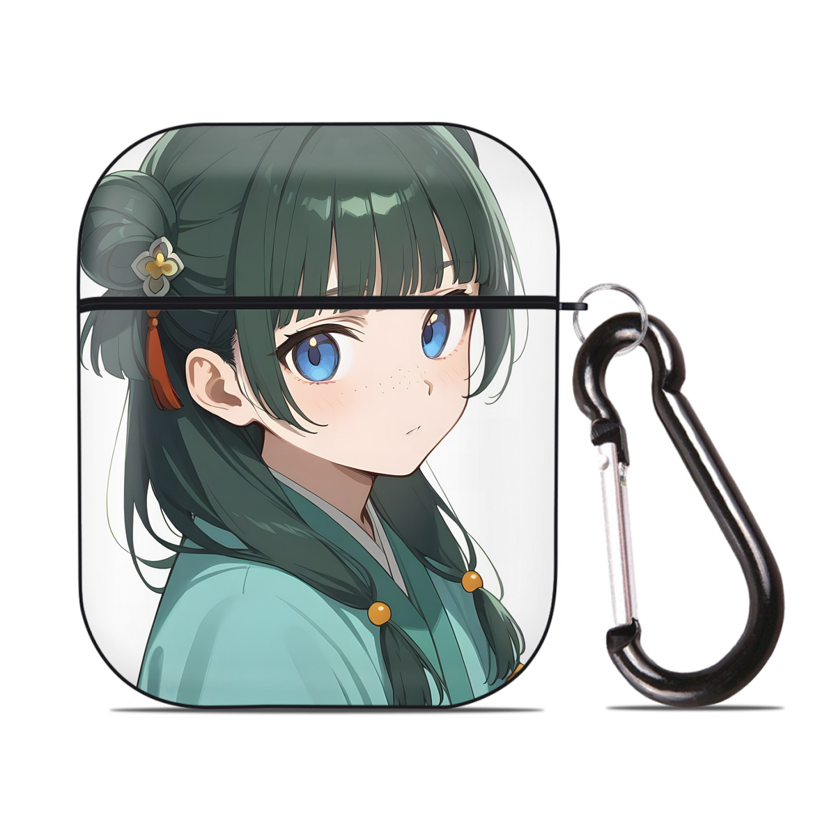 （画像用） 薬屋のひとりごと The Apothecary Diaries AirPods 第2世代保護ケース ハードシェル ブラック 耐衝撃・防指紋・カラビナ付き