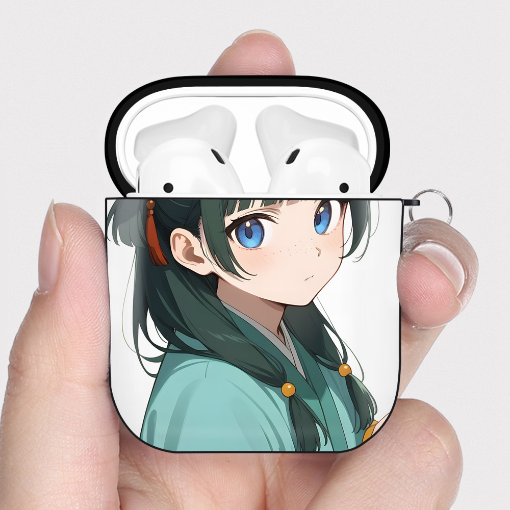 （画像用） 薬屋のひとりごと The Apothecary Diaries AirPods 第2世代保護ケース ハードシェル ブラック 耐衝撃・防指紋・カラビナ付き