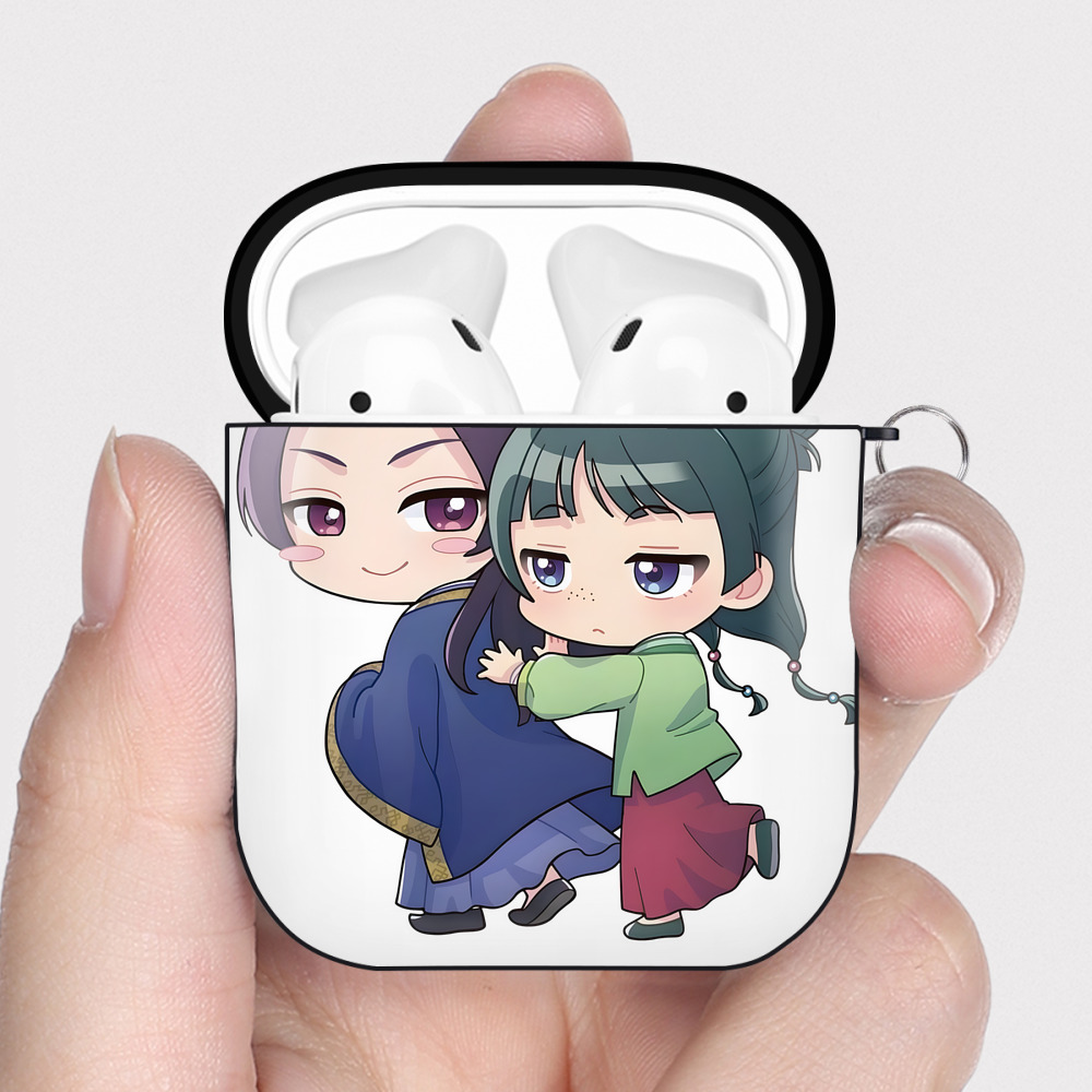 （画像用） 薬屋のひとりごと The Apothecary Diaries AirPods 第2世代保護ケース ハードシェル ブラック 耐衝撃・防指紋・カラビナ付き