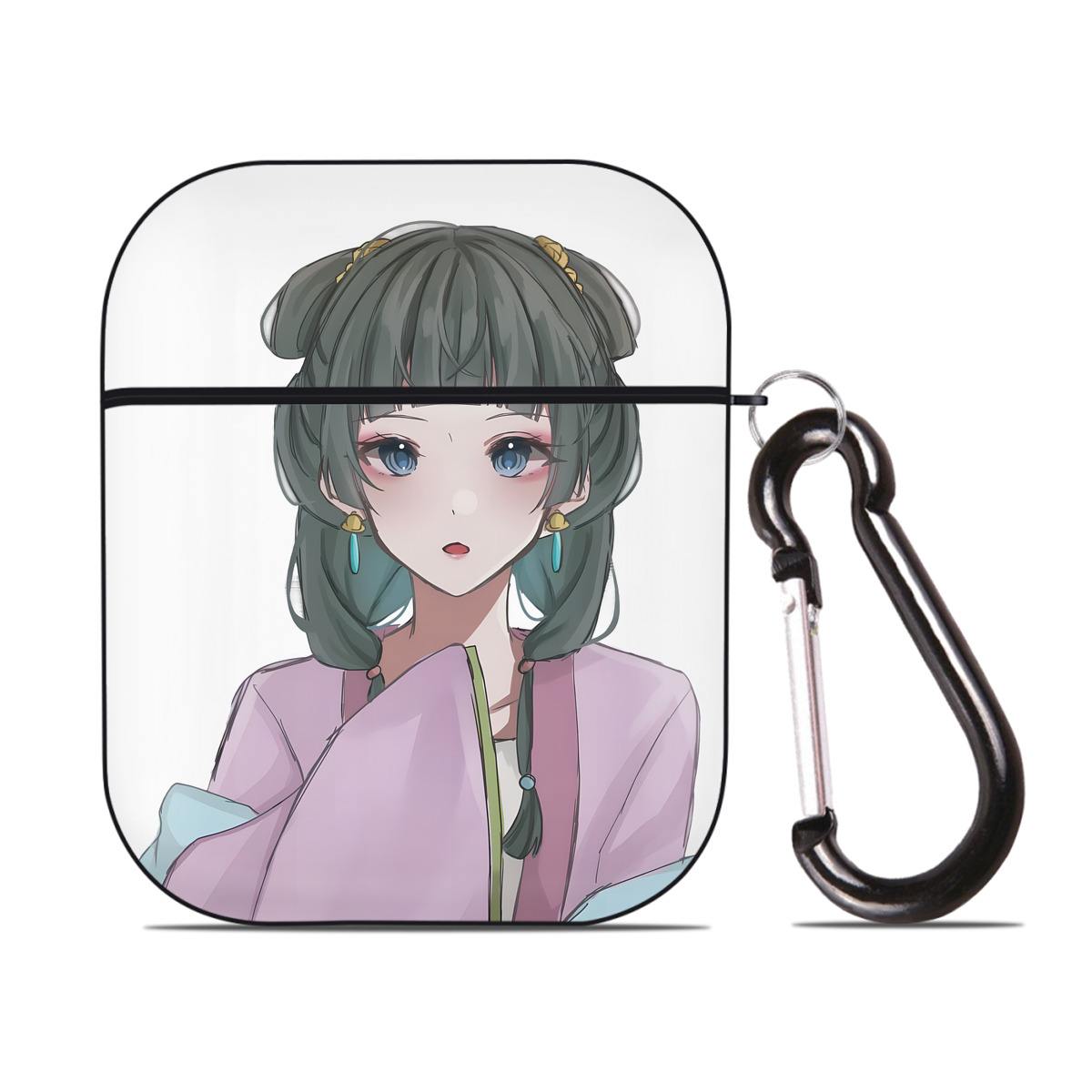 （画像用） 薬屋のひとりごと The Apothecary Diaries AirPods 第2世代保護ケース ハードシェル ブラック 耐衝撃・防指紋・カラビナ付き