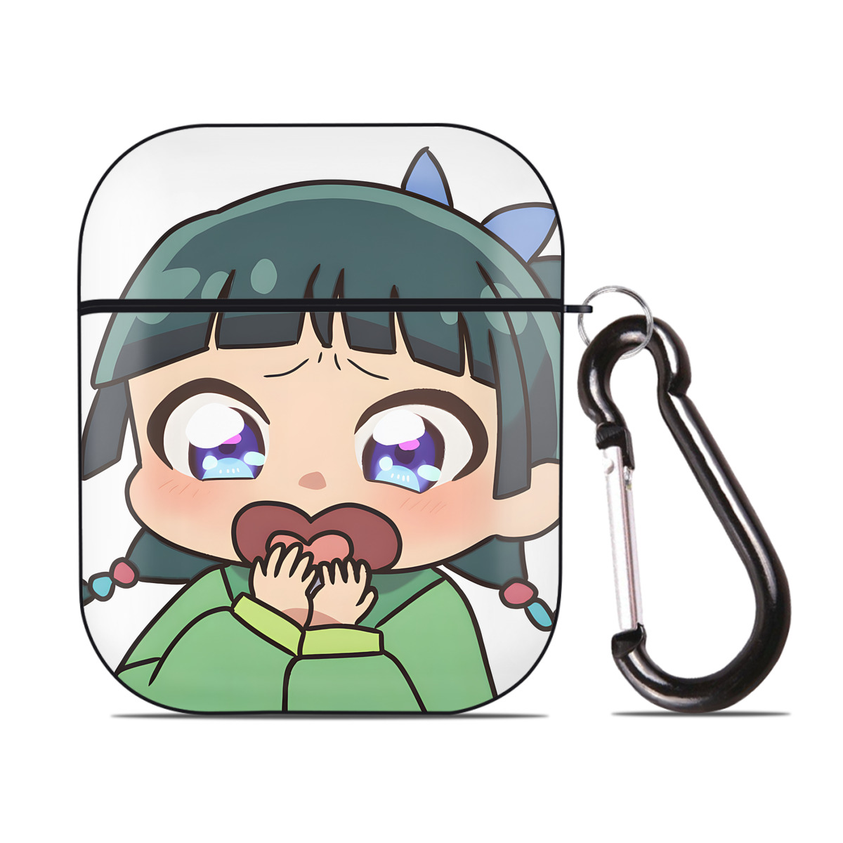 （画像用） 薬屋のひとりごと The Apothecary Diaries AirPods 第2世代保護ケース ハードシェル ブラック 耐衝撃・防指紋・カラビナ付き