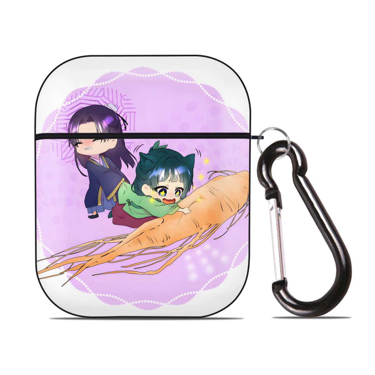 （画像用） 薬屋のひとりごと The Apothecary Diaries AirPods 第2世代保護ケース ハードシェル ブラック 耐衝撃・防指紋・カラビナ付き
