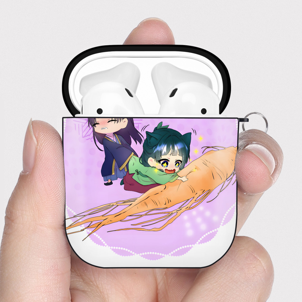 （画像用） 薬屋のひとりごと The Apothecary Diaries AirPods 第2世代保護ケース ハードシェル ブラック 耐衝撃・防指紋・カラビナ付き