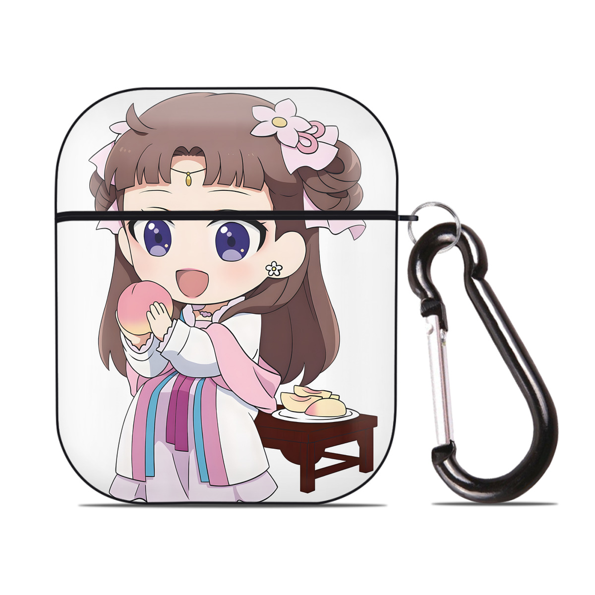 （画像用） 薬屋のひとりごと The Apothecary Diaries AirPods 第2世代保護ケース ハードシェル ブラック 耐衝撃・防指紋・カラビナ付き