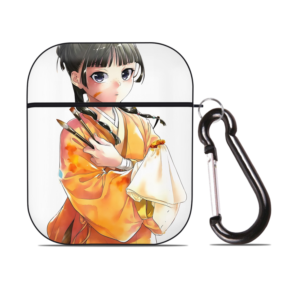 （画像用） 薬屋のひとりごと The Apothecary Diaries AirPods 第2世代保護ケース ハードシェル ブラック 耐衝撃・防指紋・カラビナ付き