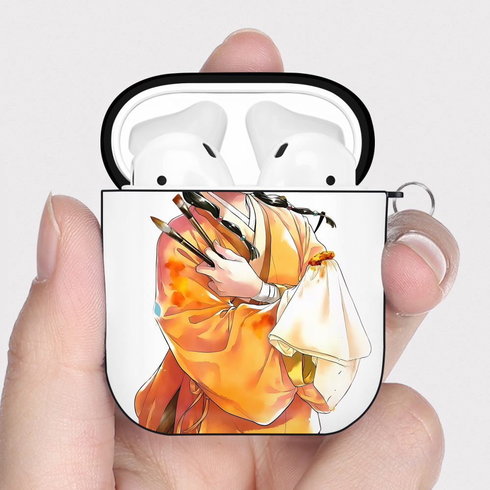 （画像用） 薬屋のひとりごと The Apothecary Diaries AirPods 第2世代保護ケース ハードシェル ブラック 耐衝撃・防指紋・カラビナ付き