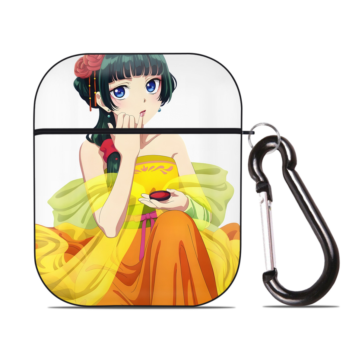 （画像用） 薬屋のひとりごと The Apothecary Diaries AirPods 第2世代保護ケース ハードシェル ブラック 耐衝撃・防指紋・カラビナ付き