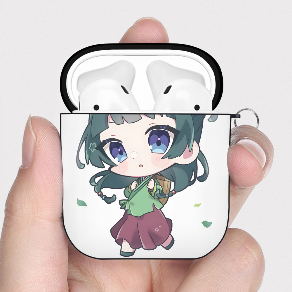 （画像用） 薬屋のひとりごと The Apothecary Diaries AirPods 第2世代保護ケース ハードシェル ブラック 耐衝撃・防指紋・カラビナ付き