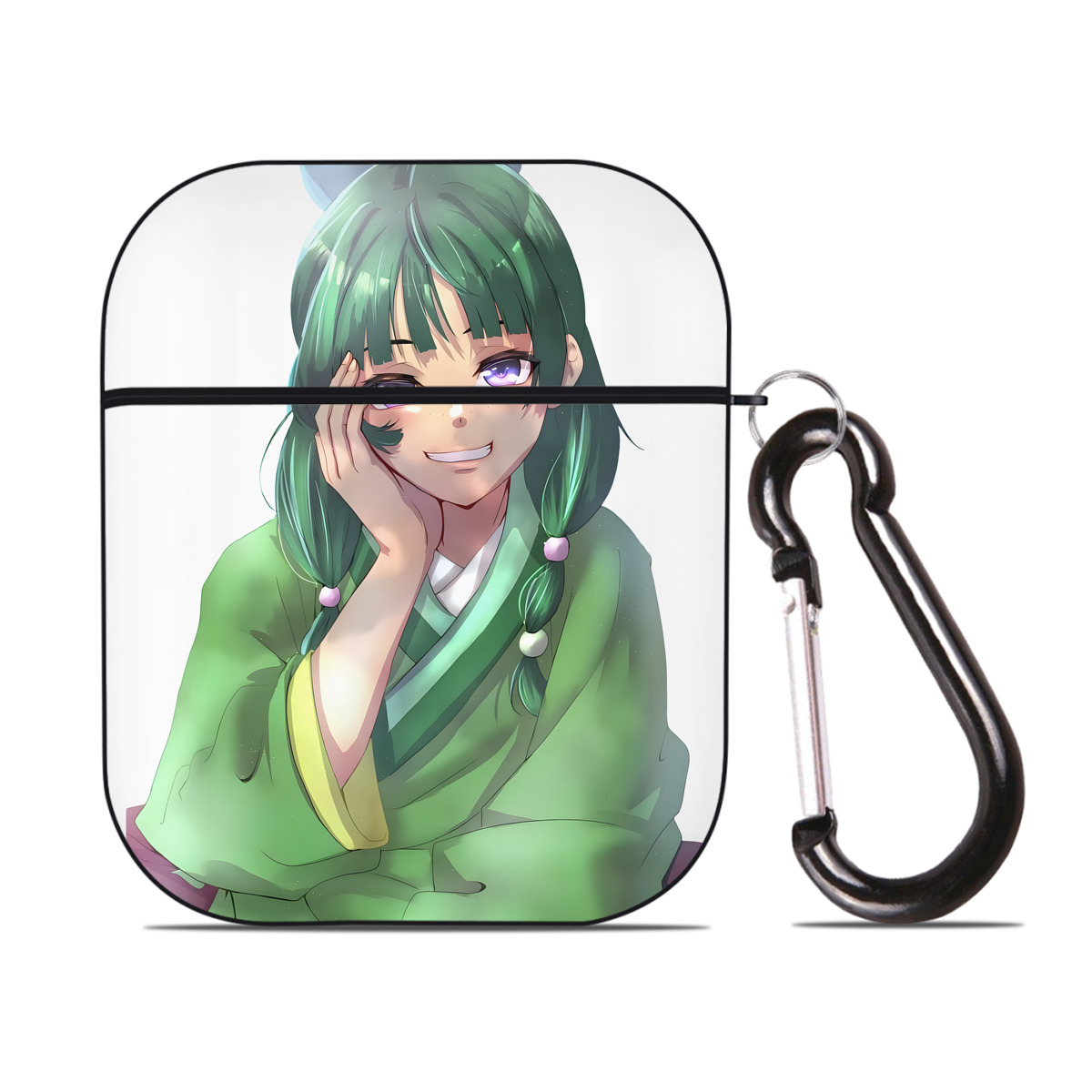 （画像用） 薬屋のひとりごと The Apothecary Diaries AirPods 第2世代保護ケース ハードシェル ブラック 耐衝撃・防指紋・カラビナ付き