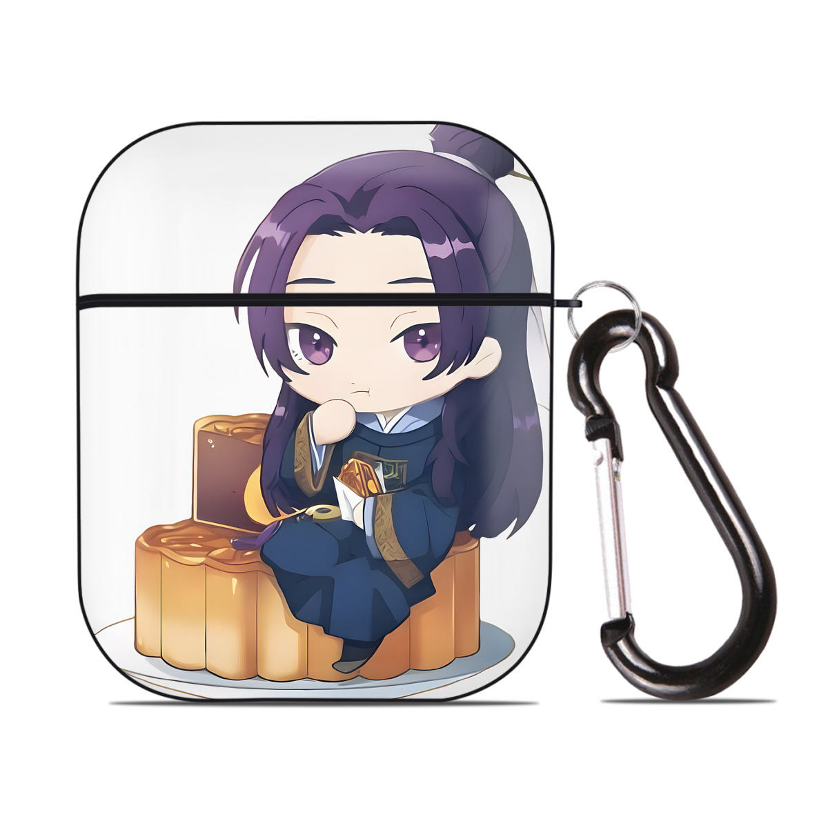 （画像用） 薬屋のひとりごと The Apothecary Diaries AirPods 第2世代保護ケース ハードシェル ブラック 耐衝撃・防指紋・カラビナ付き