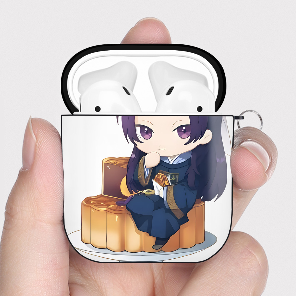 （画像用） 薬屋のひとりごと The Apothecary Diaries AirPods 第2世代保護ケース ハードシェル ブラック 耐衝撃・防指紋・カラビナ付き