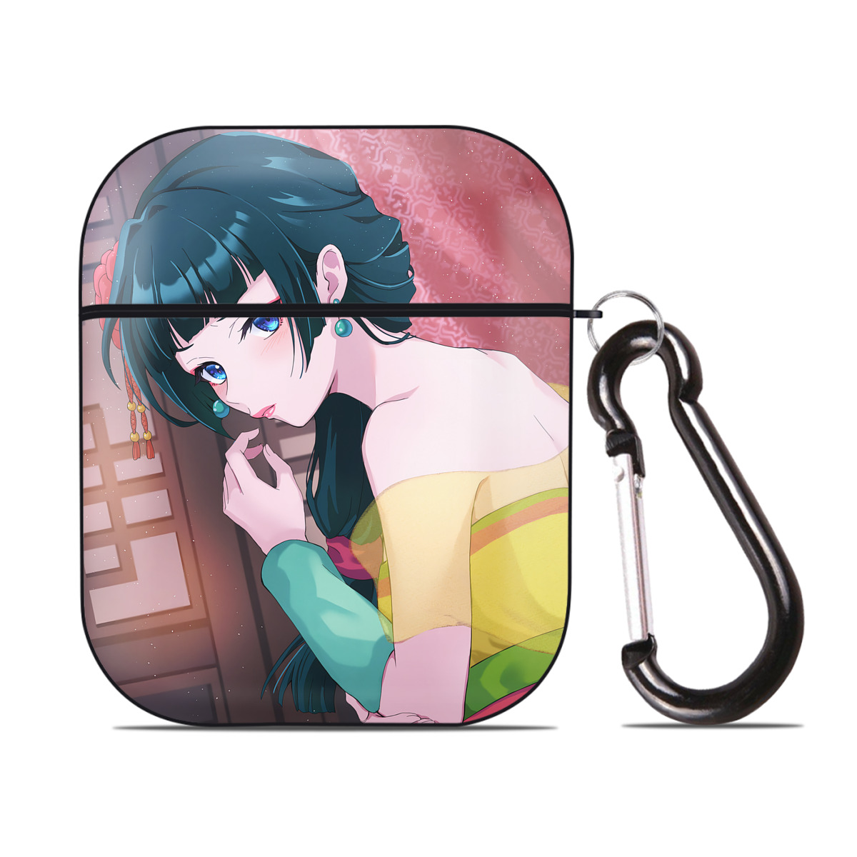 （画像用） 薬屋のひとりごと The Apothecary Diaries AirPods 第2世代保護ケース ハードシェル ブラック 耐衝撃・防指紋・カラビナ付き