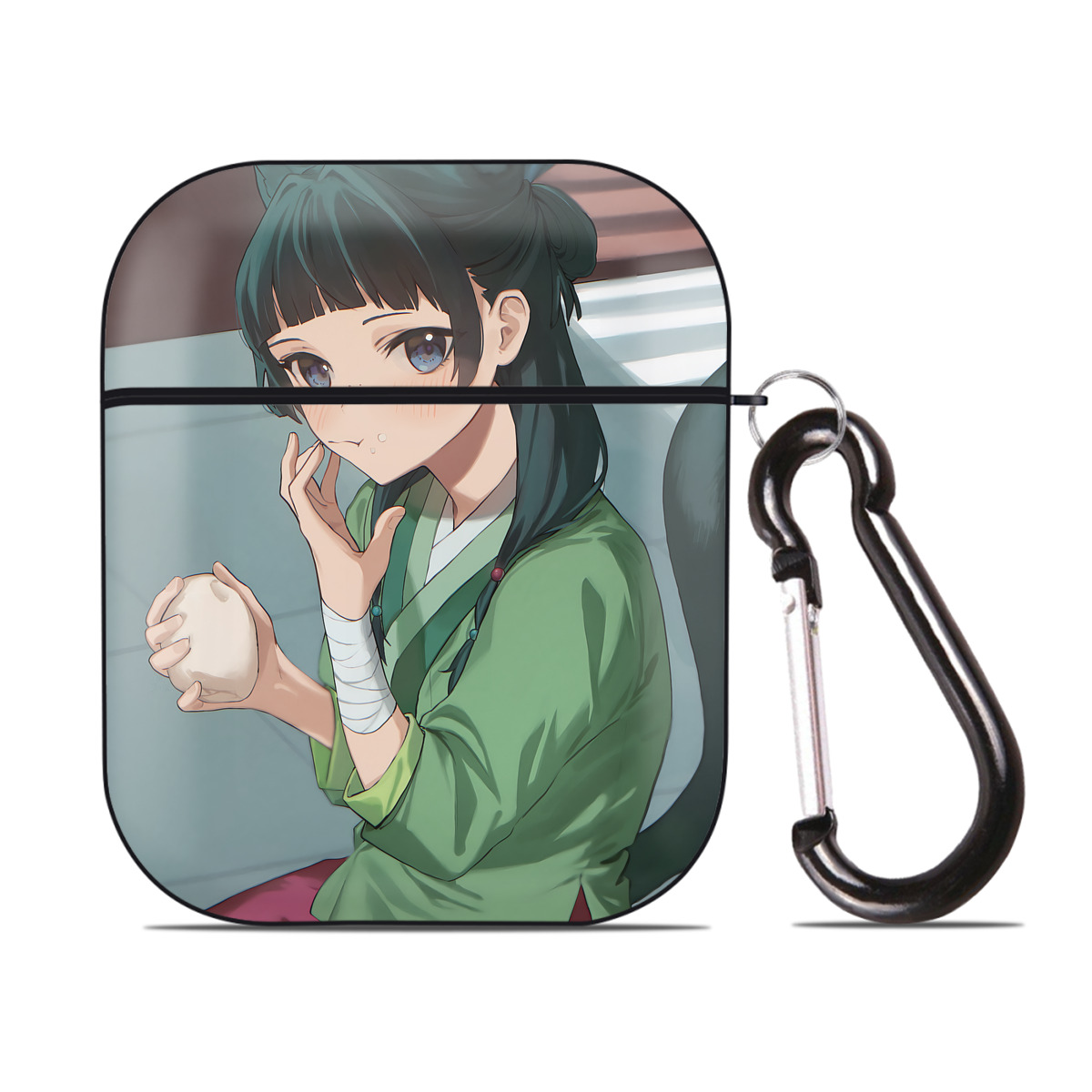 （画像用） 薬屋のひとりごと The Apothecary Diaries AirPods 第2世代保護ケース ハードシェル ブラック 耐衝撃・防指紋・カラビナ付き