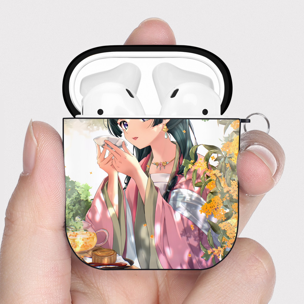 （画像用） 薬屋のひとりごと The Apothecary Diaries AirPods 第2世代保護ケース ハードシェル ブラック 耐衝撃・防指紋・カラビナ付き