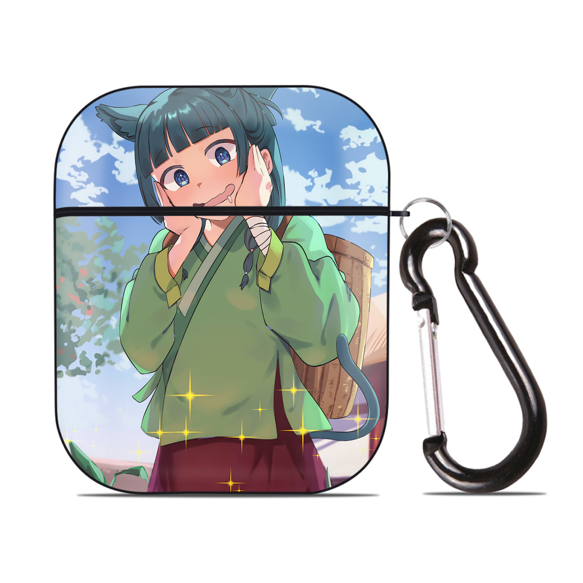 （画像用） 薬屋のひとりごと The Apothecary Diaries AirPods 第2世代保護ケース ハードシェル ブラック 耐衝撃・防指紋・カラビナ付き