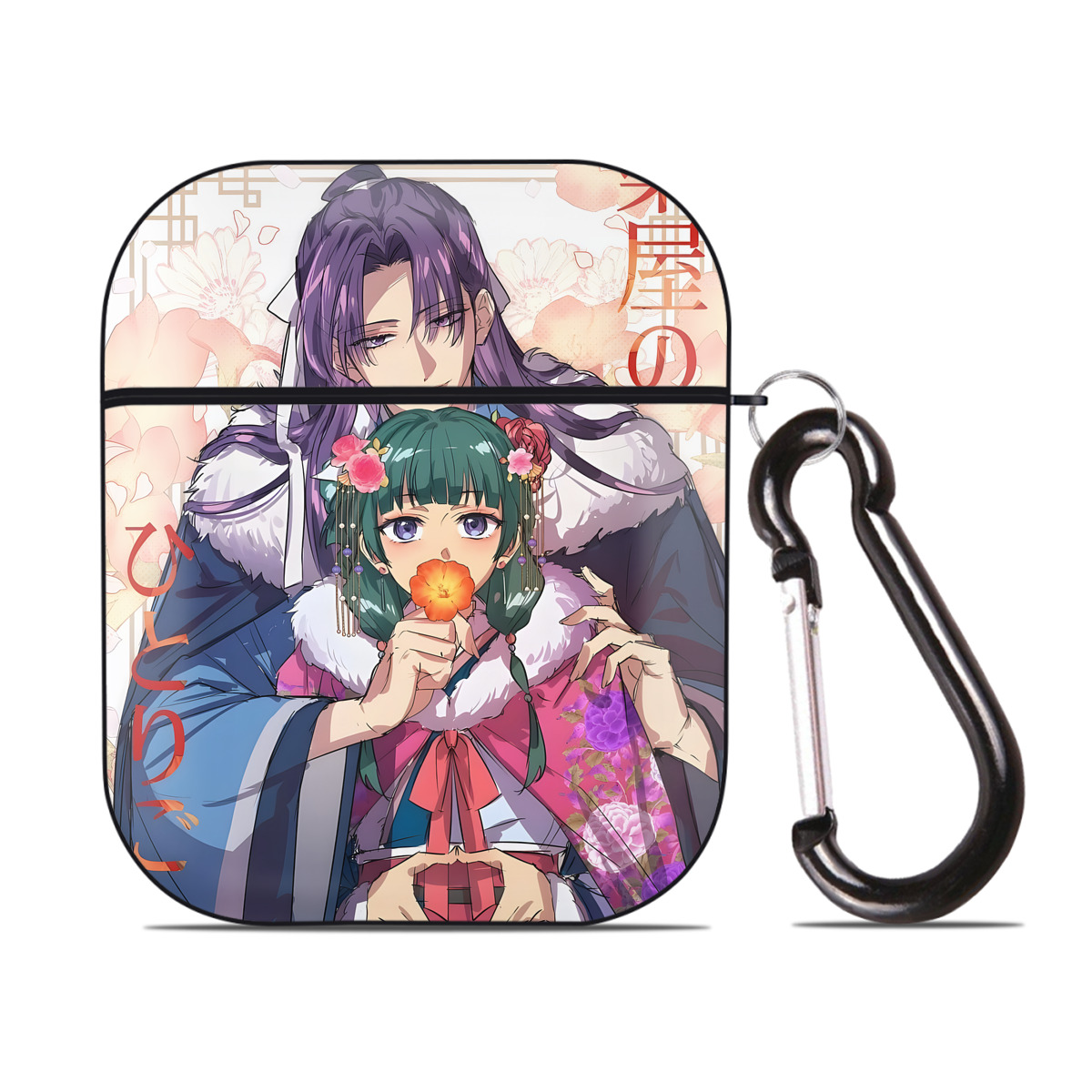 （画像用） 薬屋のひとりごと The Apothecary Diaries AirPods 第2世代保護ケース ハードシェル ブラック 耐衝撃・防指紋・カラビナ付き
