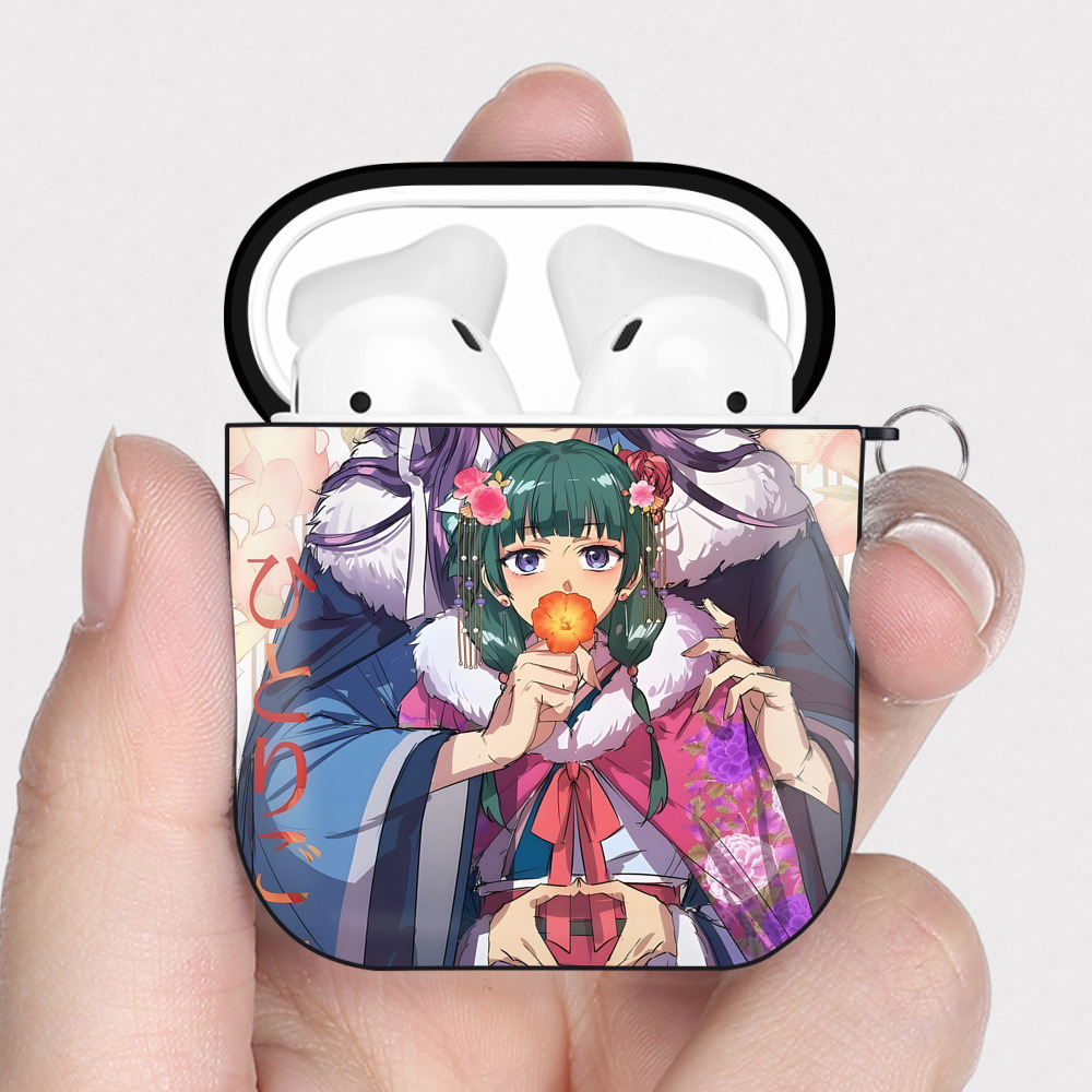 （画像用） 薬屋のひとりごと The Apothecary Diaries AirPods 第2世代保護ケース ハードシェル ブラック 耐衝撃・防指紋・カラビナ付き