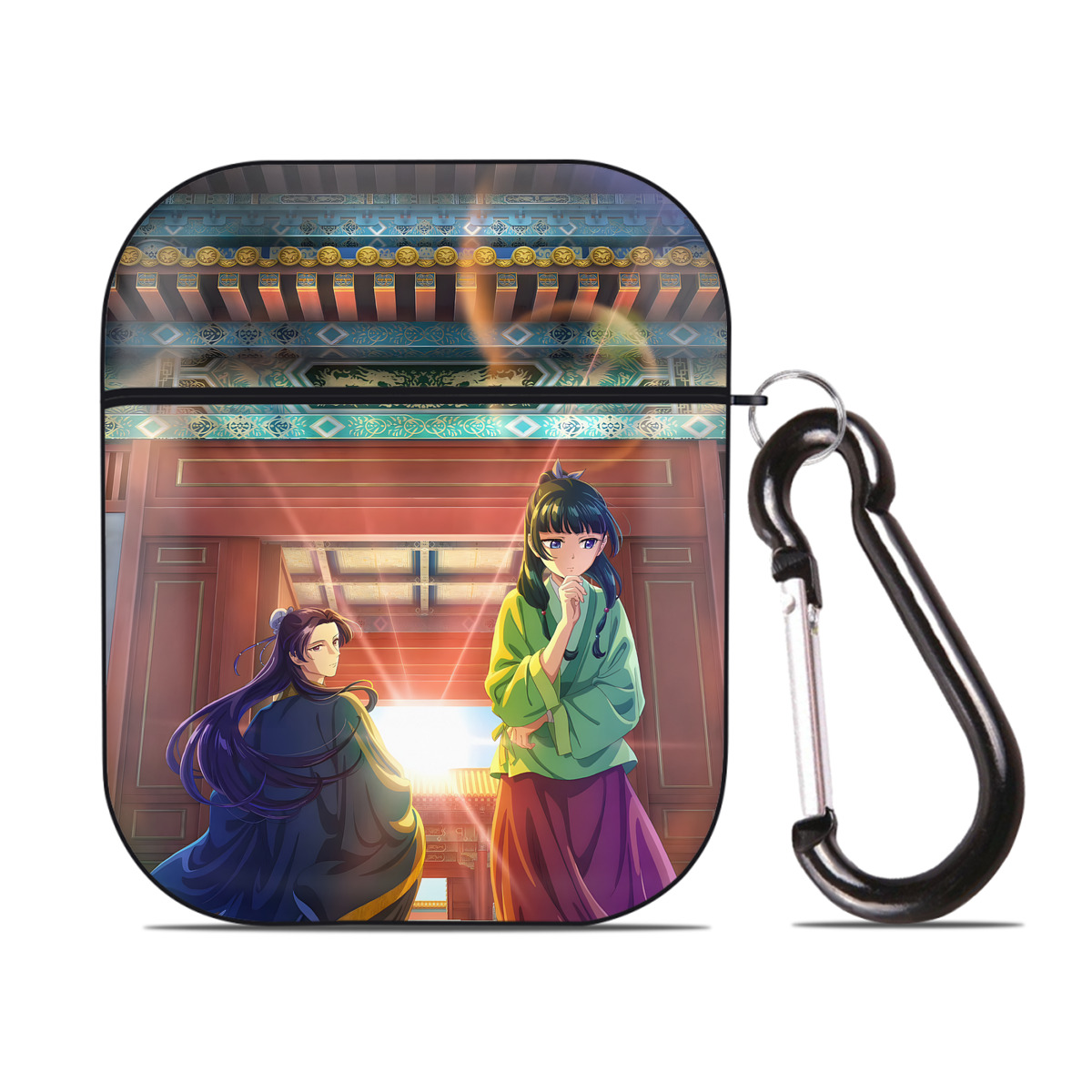 （画像用） 薬屋のひとりごと The Apothecary Diaries AirPods 第2世代保護ケース ハードシェル ブラック 耐衝撃・防指紋・カラビナ付き