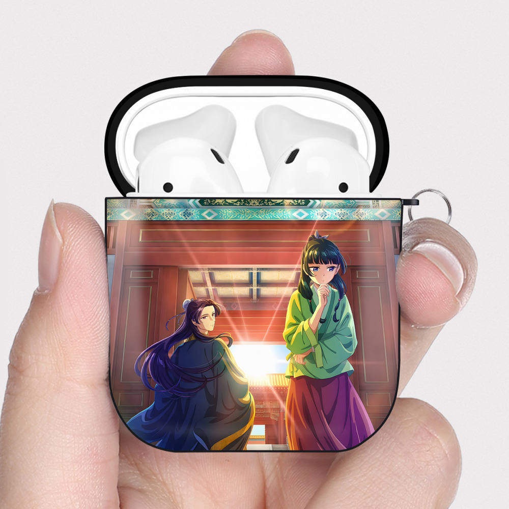 （画像用） 薬屋のひとりごと The Apothecary Diaries AirPods 第2世代保護ケース ハードシェル ブラック 耐衝撃・防指紋・カラビナ付き