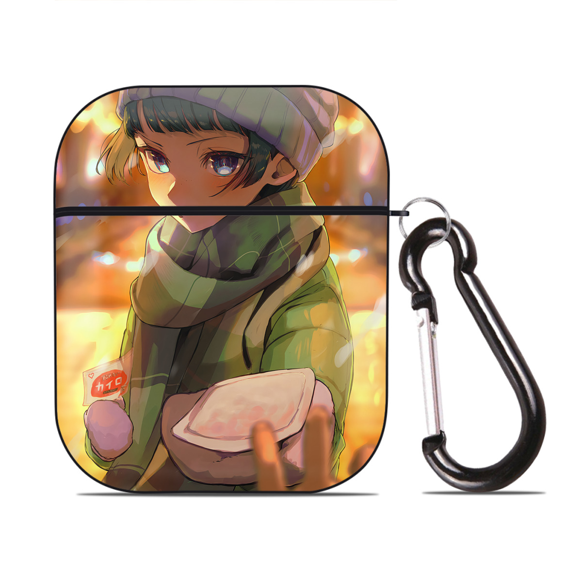 （画像用） 薬屋のひとりごと The Apothecary Diaries AirPods 第2世代保護ケース ハードシェル ブラック 耐衝撃・防指紋・カラビナ付き