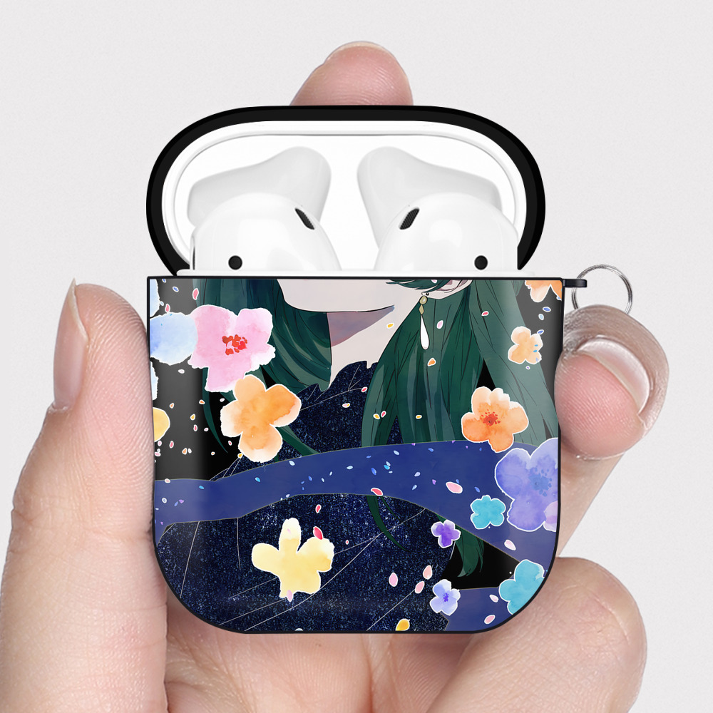 （画像用） 薬屋のひとりごと The Apothecary Diaries AirPods 第2世代保護ケース ハードシェル ブラック 耐衝撃・防指紋・カラビナ付き