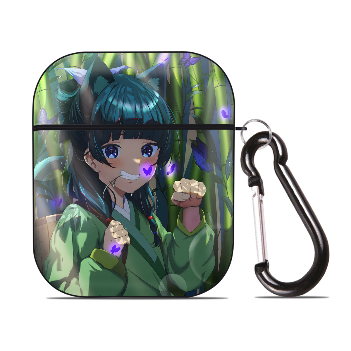 （画像用） 薬屋のひとりごと The Apothecary Diaries AirPods 第2世代保護ケース ハードシェル ブラック 耐衝撃・防指紋・カラビナ付き