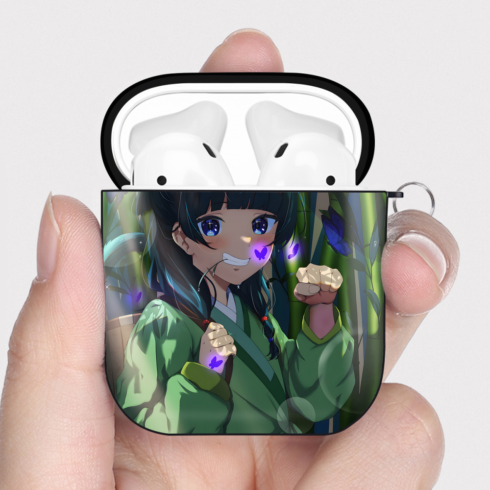 （画像用） 薬屋のひとりごと The Apothecary Diaries AirPods 第2世代保護ケース ハードシェル ブラック 耐衝撃・防指紋・カラビナ付き
