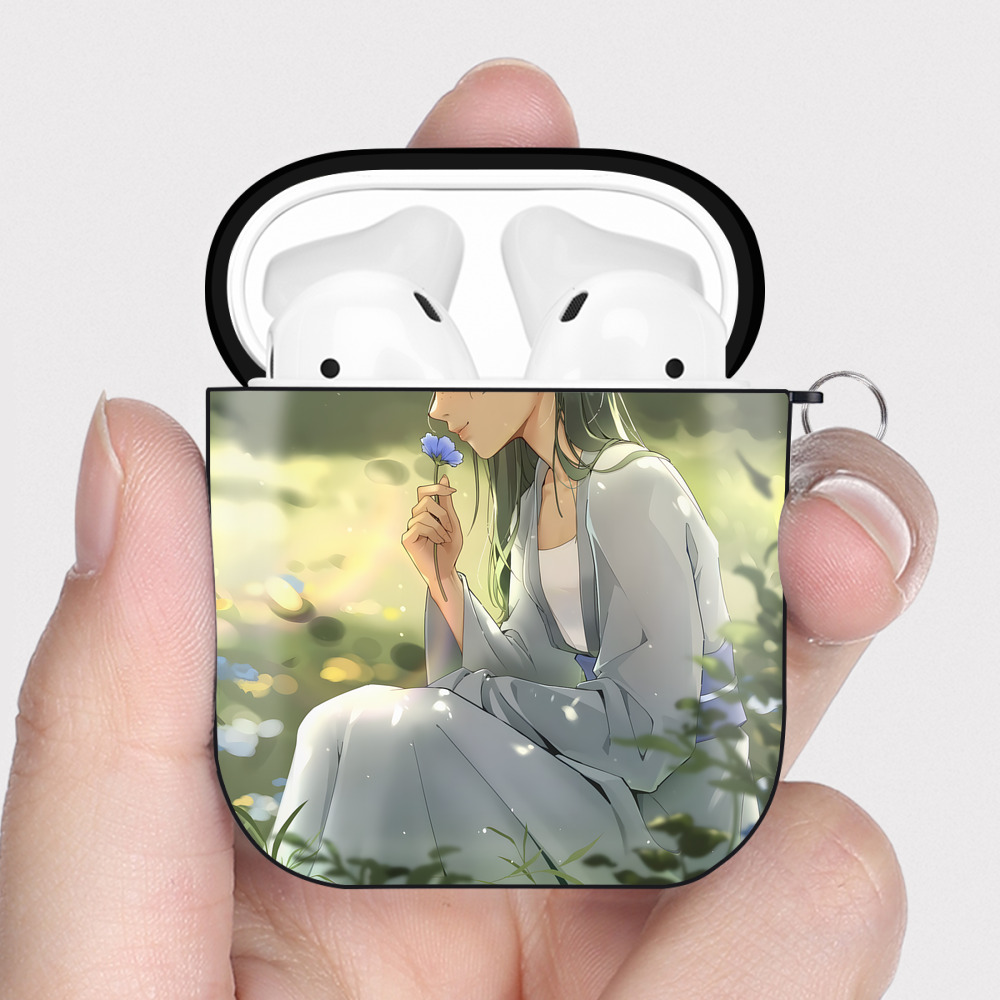 （画像用） 薬屋のひとりごと The Apothecary Diaries AirPods 第2世代保護ケース ハードシェル ブラック 耐衝撃・防指紋・カラビナ付き