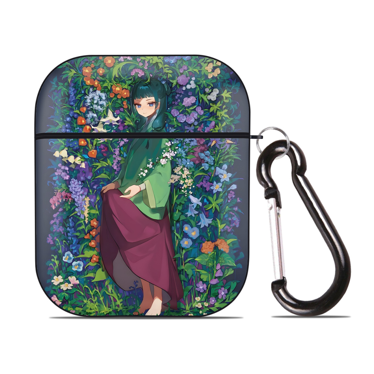 （画像用） 薬屋のひとりごと The Apothecary Diaries AirPods 第2世代保護ケース ハードシェル ブラック 耐衝撃・防指紋・カラビナ付き