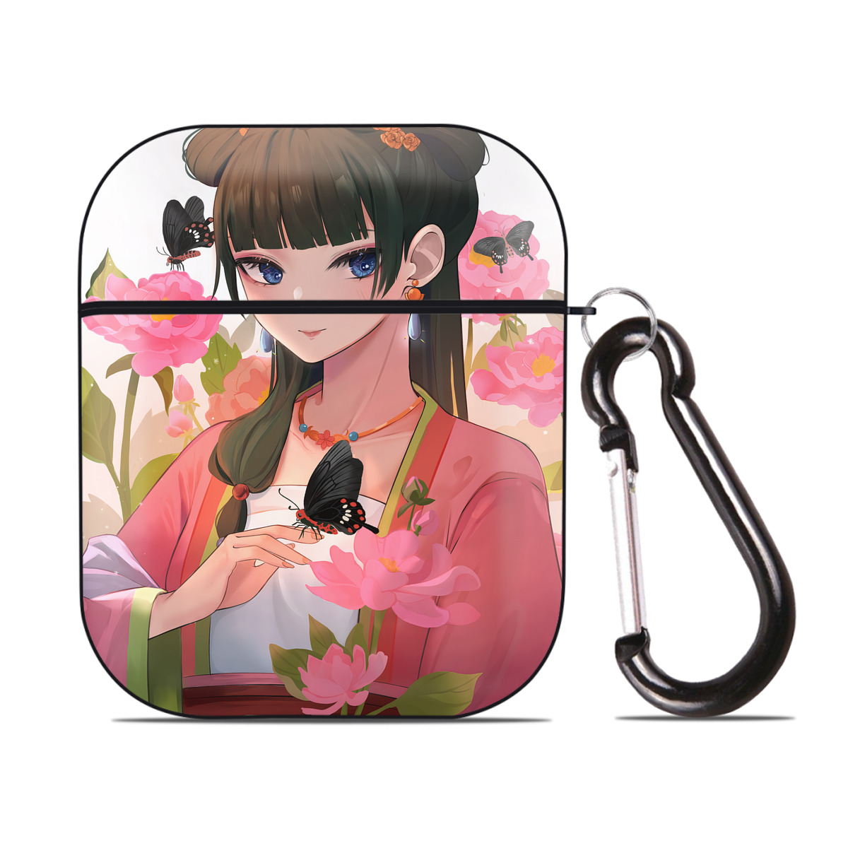 （画像用） 薬屋のひとりごと The Apothecary Diaries AirPods 第2世代保護ケース ハードシェル ブラック 耐衝撃・防指紋・カラビナ付き