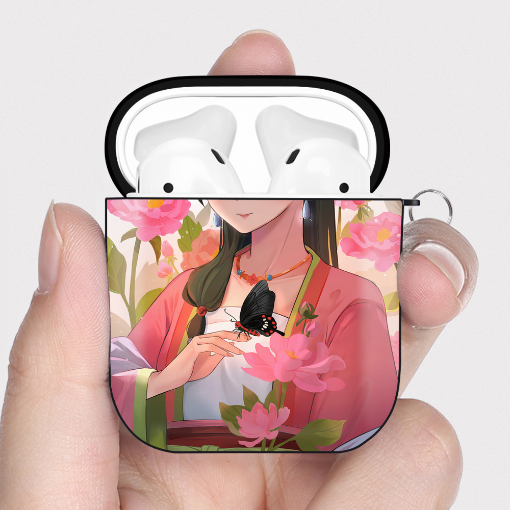 （画像用） 薬屋のひとりごと The Apothecary Diaries AirPods 第2世代保護ケース ハードシェル ブラック 耐衝撃・防指紋・カラビナ付き