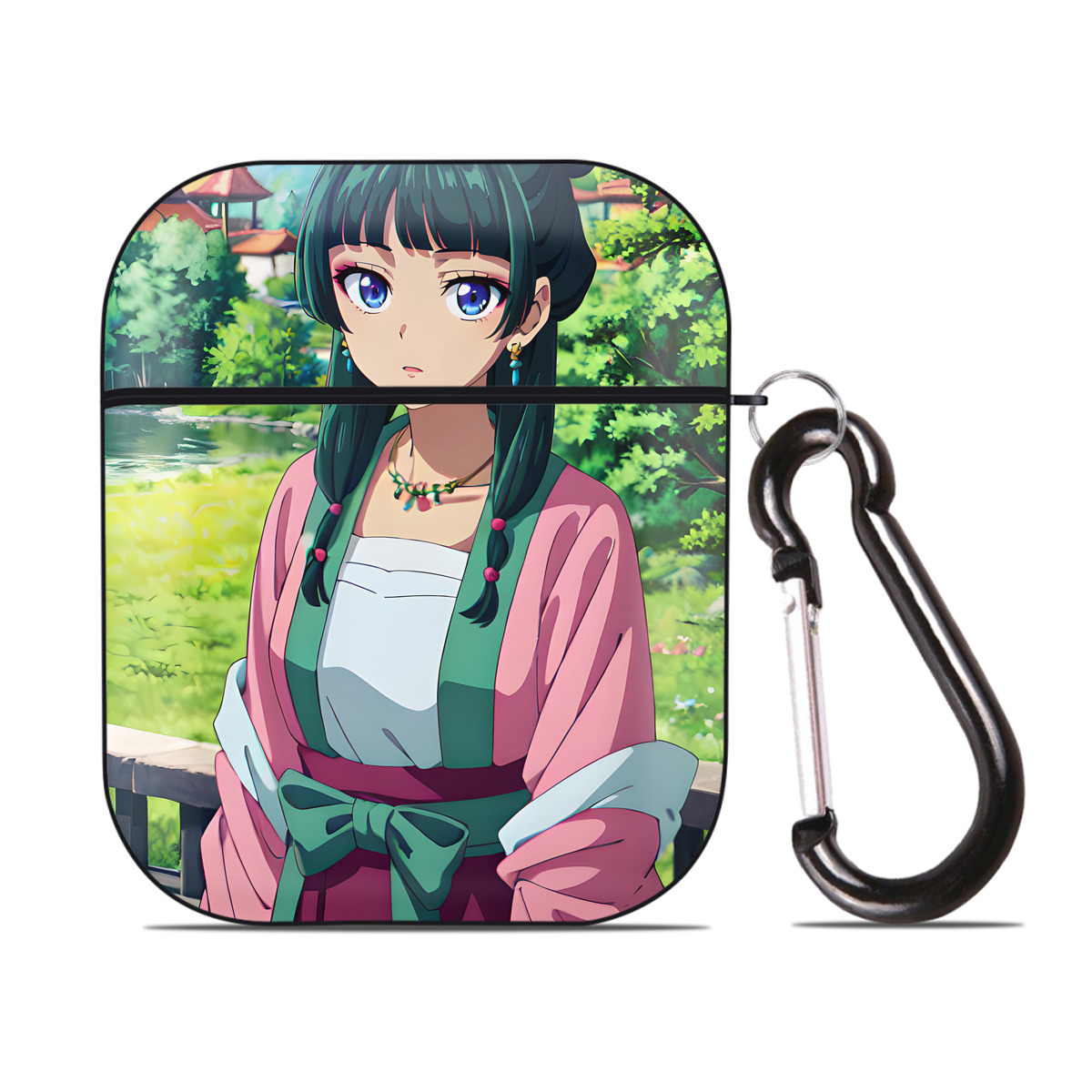 （画像用） 薬屋のひとりごと The Apothecary Diaries AirPods 第2世代保護ケース ハードシェル ブラック 耐衝撃・防指紋・カラビナ付き
